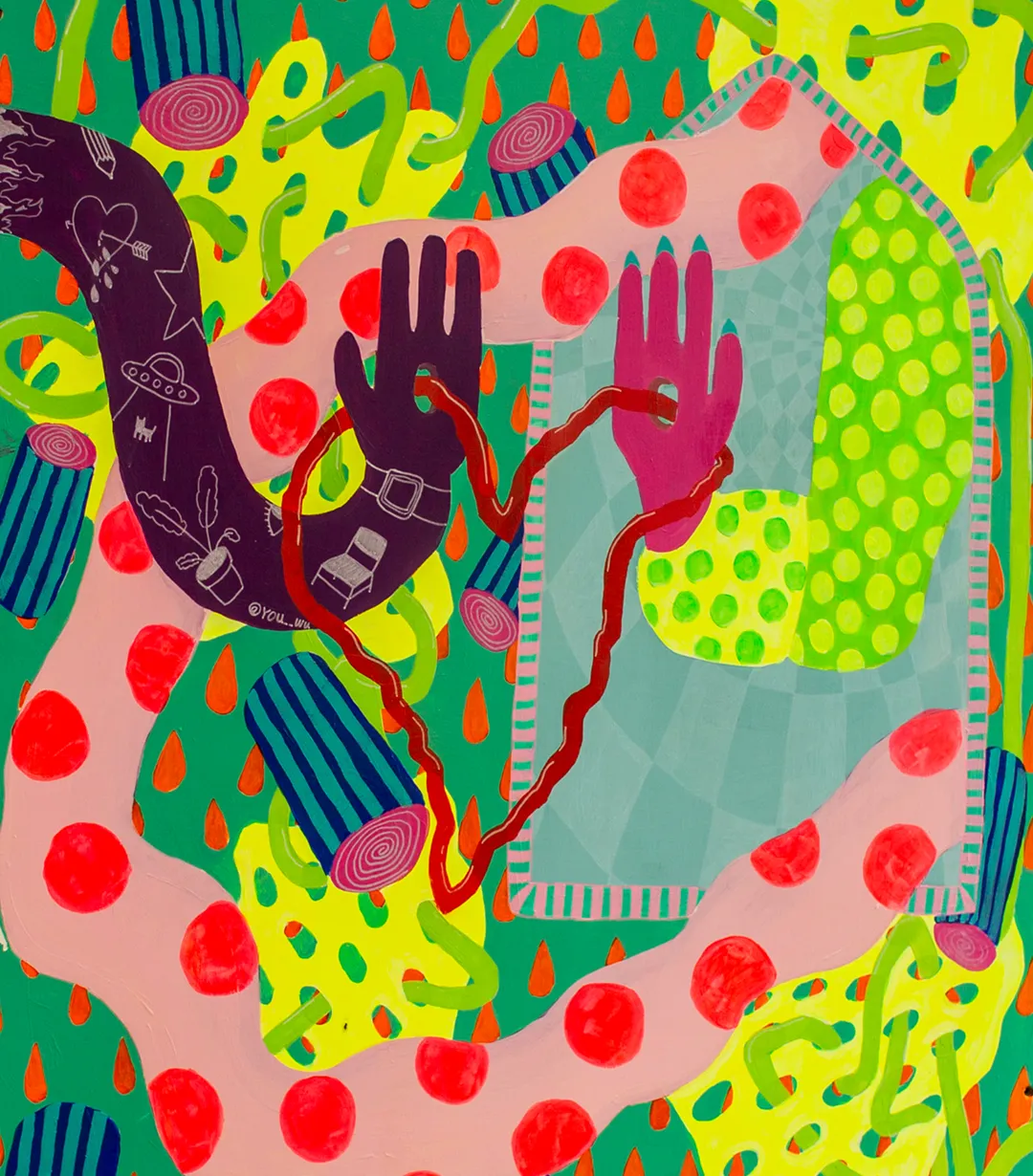 a brightly colored painting from a Bromo artist